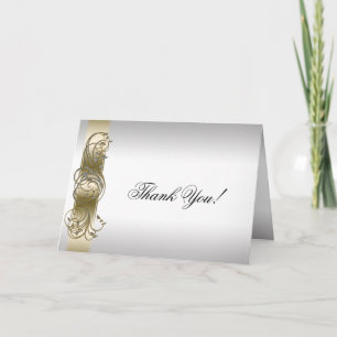 Gold Silver Ornate Formal Thank You Card
