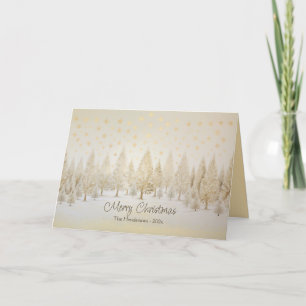 Gold Silver Pine Trees Christmas Card