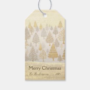 Gold Silver Pine Trees Christmas Gift Tags