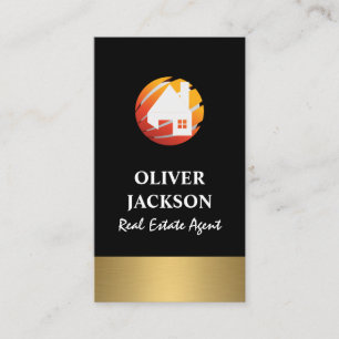 Gold Silver Real Estate Home Globe Logo Business Card