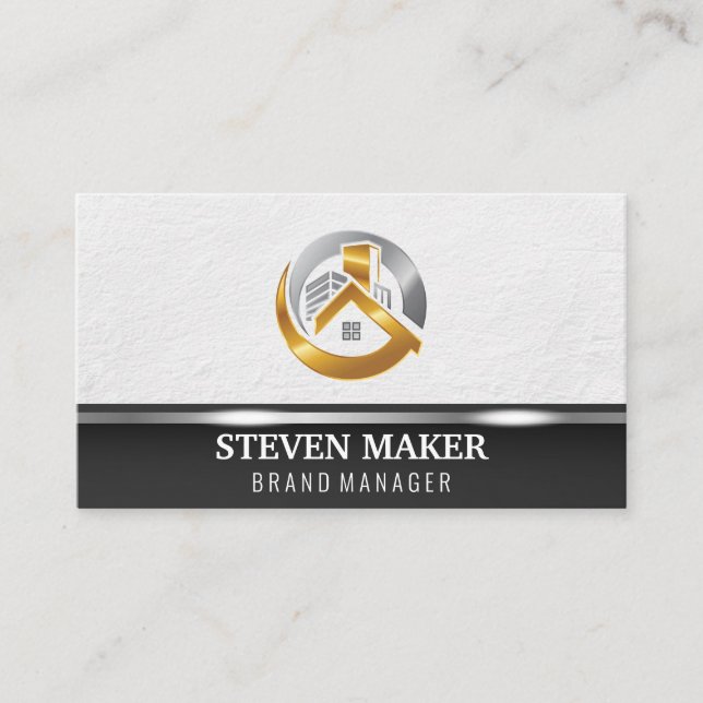 Gold Silver Real Estate logo Business Card (Front)