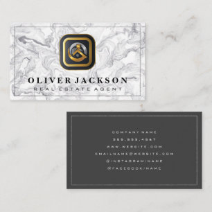Gold Silver Real Estate Logo   Marble Business Card