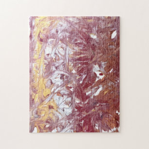 Gold, Silver, Red, Rose Gold, Marble Artwork Jigsaw Puzzle