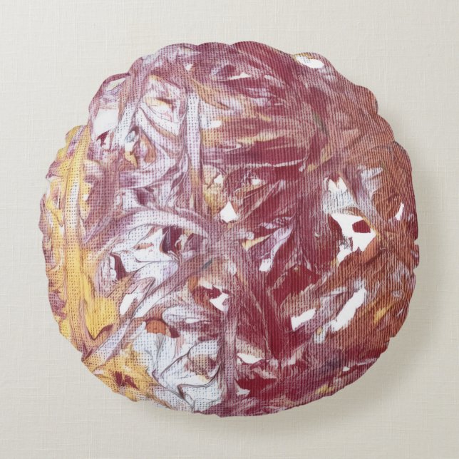 Gold, Silver, Red, Rose Gold, Marble Artwork Round Cushion (Front)