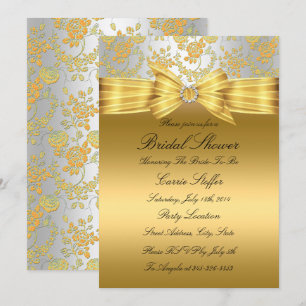 Gold Silver Rose Bridal Shower Invite