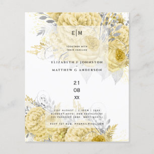 Gold Silver Roses Floral Wedding Invites