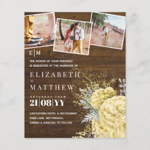 Gold Silver Roses Floral Wedding Invites