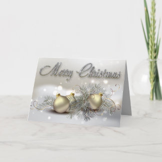 Gold & Silver Shimmer Christmas Ornaments Holiday Card