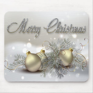 Gold & Silver Shimmer Christmas Ornaments Mouse Mat