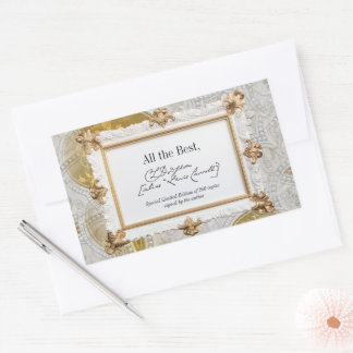 Gold & Silver Signature Author BookPlate Template Rectangular Sticker