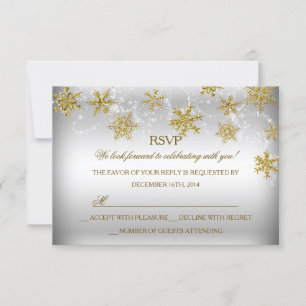 Gold & Silver Snowflake Christmas Holiday RSVP