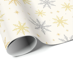 Gold Silver Snowflake Christmas Seamless Pattern Wrapping Paper