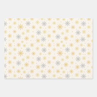 Gold Silver Snowflake Christmas Seamless Pattern Wrapping Paper Sheet