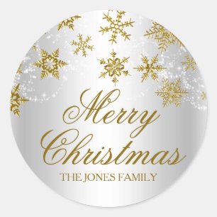 Gold & Silver Snowflake Christmas Sticker