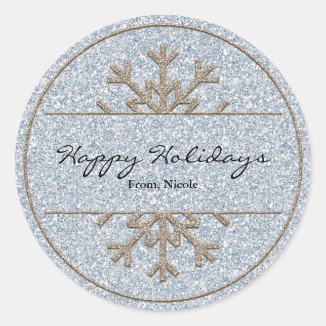 Gold & Silver Snowflake Holiday Winter Sticker (Front)