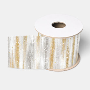 Gold Silver Stripes Christmas Celebration Birthday Grosgrain Ribbon