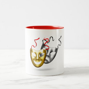 Gold silver tragedy comedy theatre Two-Tone coffee mug