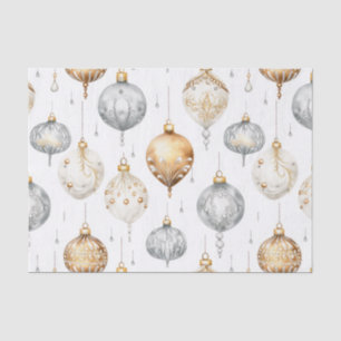 Gold Silver Vintage Watercolor Christmas Ornaments Tissue Paper