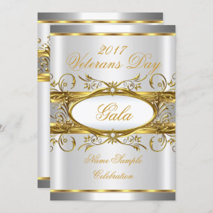 Gold Silver White and Gold Plaque Party Invitation