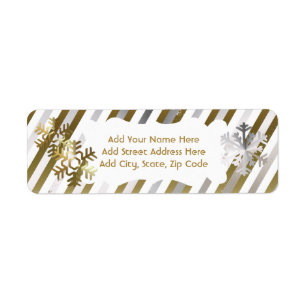 Gold, Silver, White Stripe Return Address Labels