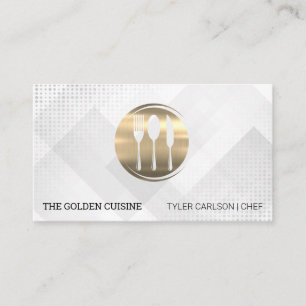 Gold Silverware Restaurant Culinary Catering Business Card