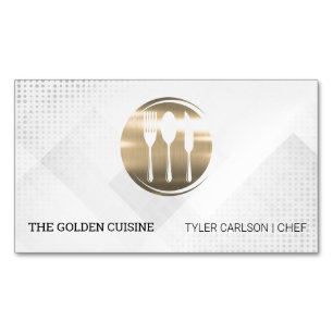 Gold Silverware Restaurant   Culinary Catering Magnetic Business Card