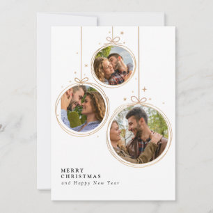 Gold Simple Aesthetic Elegant Family Christmas  Invitation