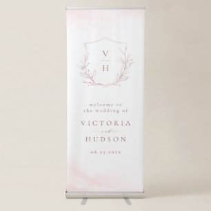 Gold Simple botanical crest rustic wedding welcome Retractable Banner