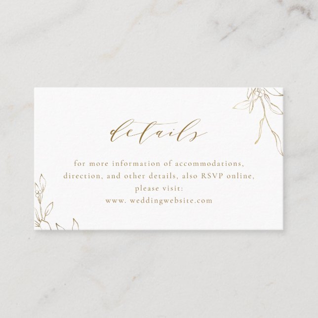 Gold simple elegance botanical wedding place card (Front)