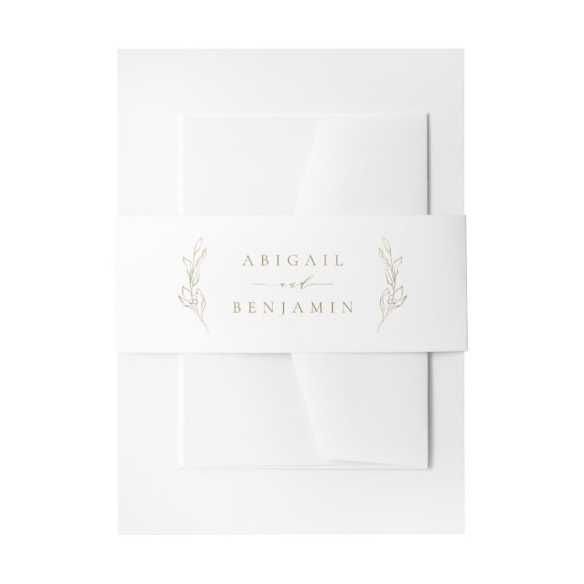 Gold Simple elegance botanical wreath wedding Invitation Belly Band (Front Example)