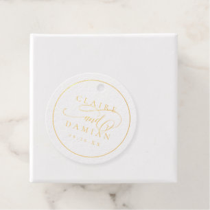 Gold simple elegance romantic script wedding favour tags