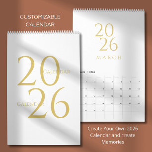 Gold Simple Elegant 2026 Calendar