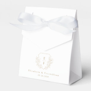 Gold Simple Elegant Cherry Blossom Monogram Crest Favour Box