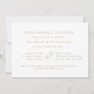 Gold Simple Elegant Cherry Blossom Rehearsal  Invitation