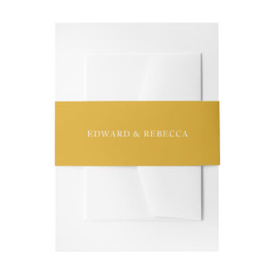 Gold Simple Elegant Solid Colour Wedding Invitation Belly Band