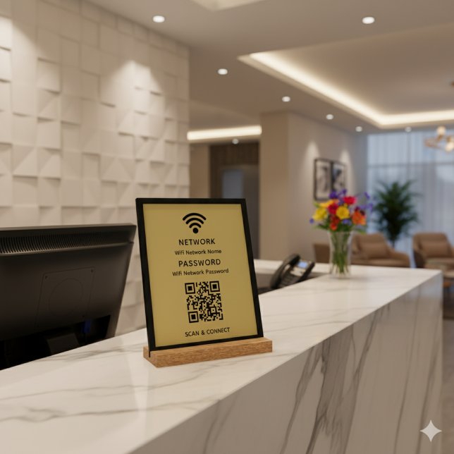 Gold Simple Elegant Wifi QR Code Network Password Acrylic Sign (Creator Uploaded)