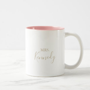 Gold Simple Minimalist Mrs Newlywed Bride  Two-Tone Coffee Mug