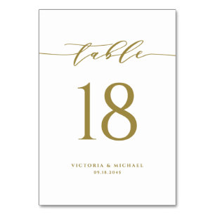 Gold Simple Minimalist Script Wedding Table Number