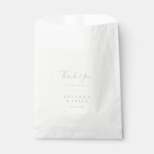 Gold Simple Minimalist Thank You Wedding Favour Ba Favour Bags (Front)