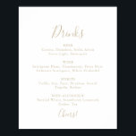 Gold Simple Minimalist Wedding Drinks Menu Sign<br><div class="desc">This gold simple minimalist wedding drinks menu sign is perfect for a modern wedding. The simple and elegant design features classic and fancy script typography in gold.</div>
