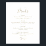 Gold Simple Minimalist Wedding Drinks Menu Sign<br><div class="desc">This gold simple minimalist wedding drinks menu sign is perfect for a modern wedding. The simple and elegant design features classic and fancy script typography in gold.</div>
