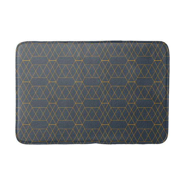 Gold, simple, modern, cool, trendy lines geometric bath mat (Front)