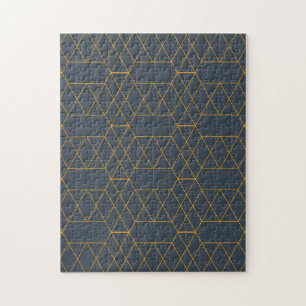 Gold, simple, modern, cool, trendy lines geometric jigsaw puzzle