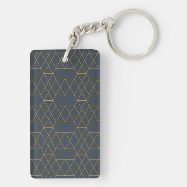Gold, simple, modern, cool, trendy lines geometric key ring (Back)