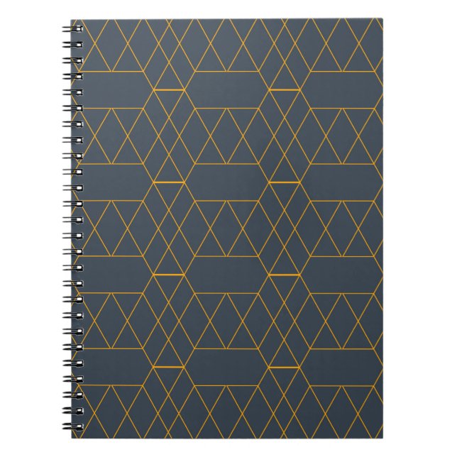 Gold, simple, modern, cool, trendy lines geometric notebook (Front)