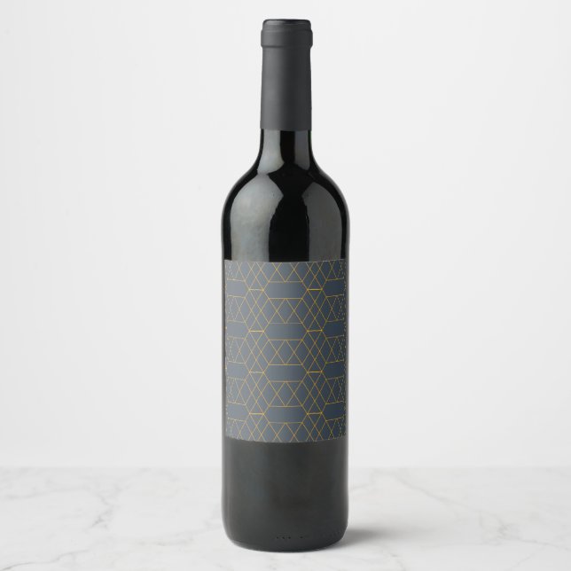 Gold, simple, modern, cool, trendy lines geometric wine label (Front)