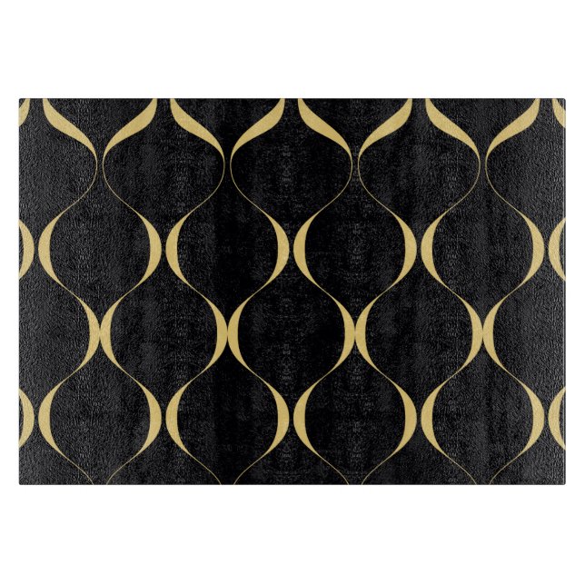 Gold, simple, modern, luxurious wavy graphic cutting board (Front)