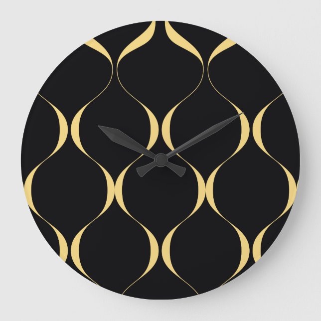 Gold, simple, modern, luxurious wavy graphic large clock (Front)
