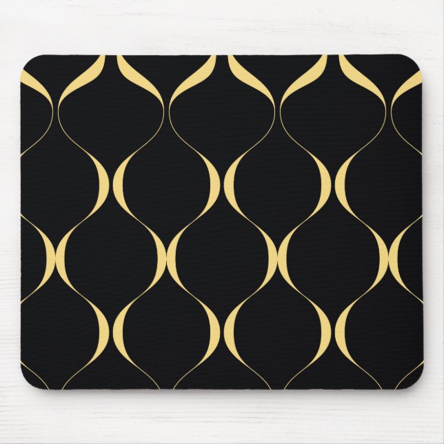 Gold, simple, modern, luxurious wavy graphic mouse mat (Front)