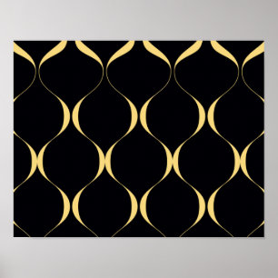 Gold, simple, modern, luxurious wavy graphic poster